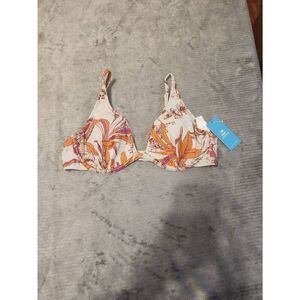 NWT Cupshe Coral Flower V-Neck Bikini Top size M
